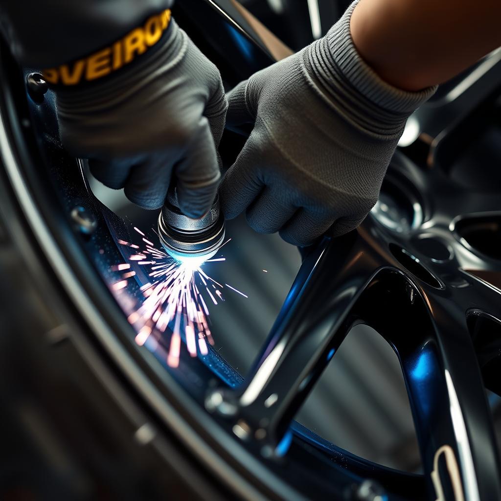 Technician performing a wheel repair at Scottsdale Wheel Repair
